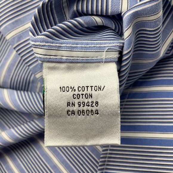 Bugatchi Mens Long Sleeve Button Up Shirt Blue Striped Size XL - Picture 6 of 7